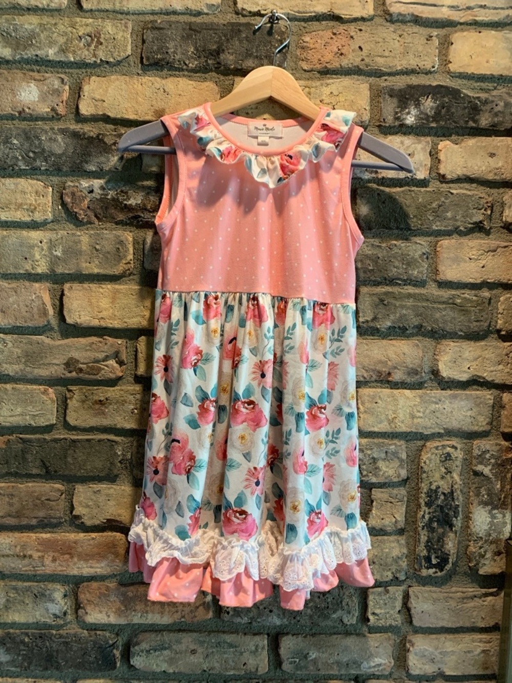 Girls size 7 pink floral boutique dress